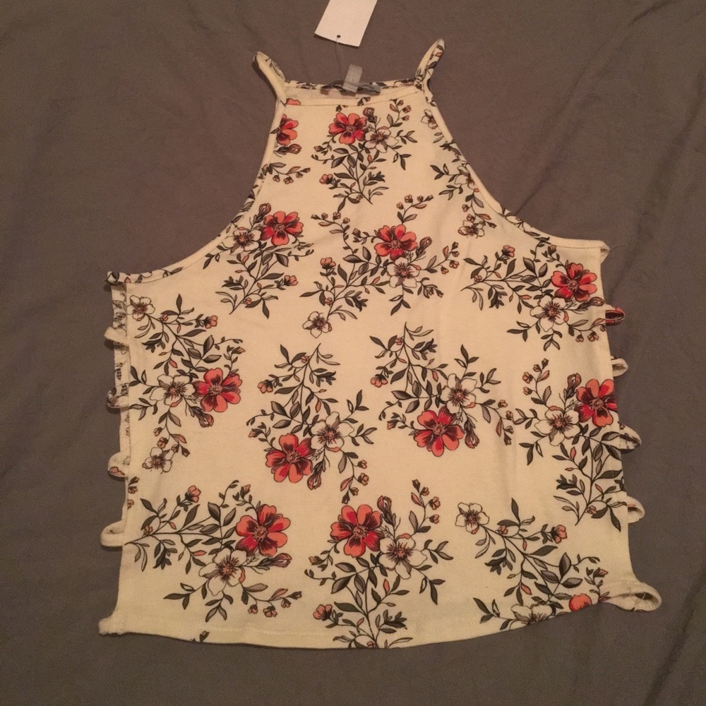 Side Slit Bib-Neck Crop top